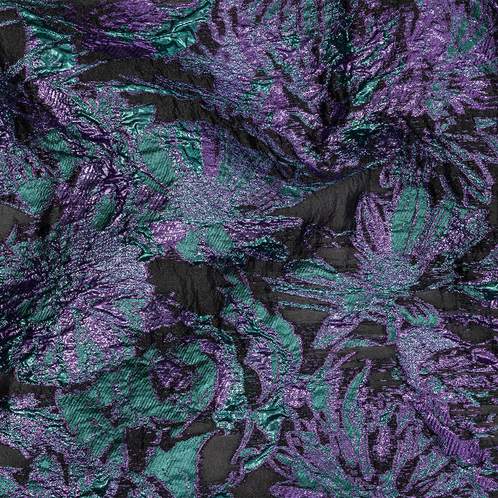 Metallic Mystic Vibes, Mega Marine and Blackened Blue Flashy Flowers Luxury Burnout Brocade - Joann Fabrics