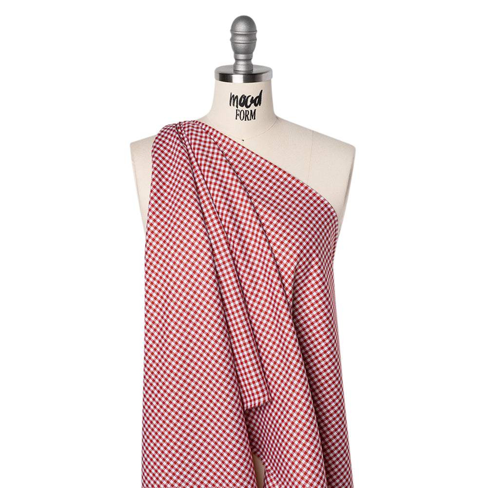 Cotton Twill Shirting - Red and White Gingham Check - Designer Deadstock - Joann Fabrics
