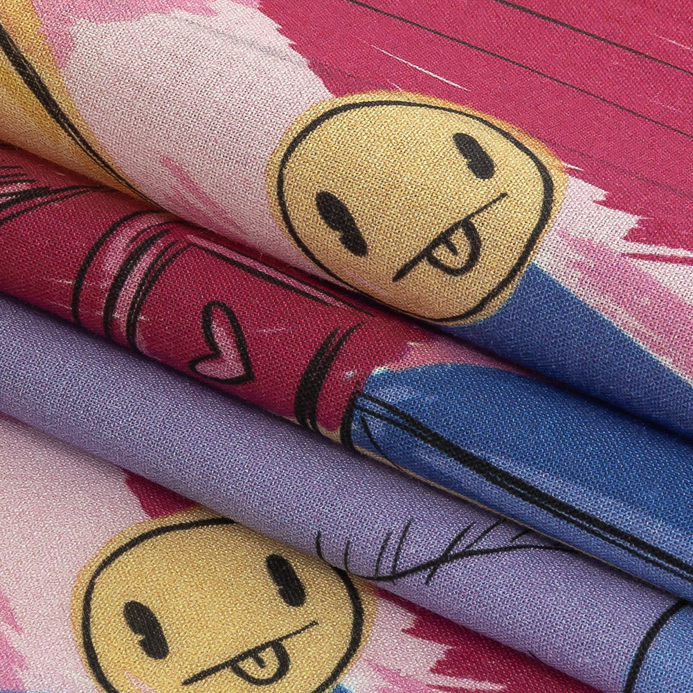 Cotton Voile - Rainbow Self Care Illustrations - Eating Bon Bons Print - Mood Exclusive Sugar Collection - Joann Fabrics