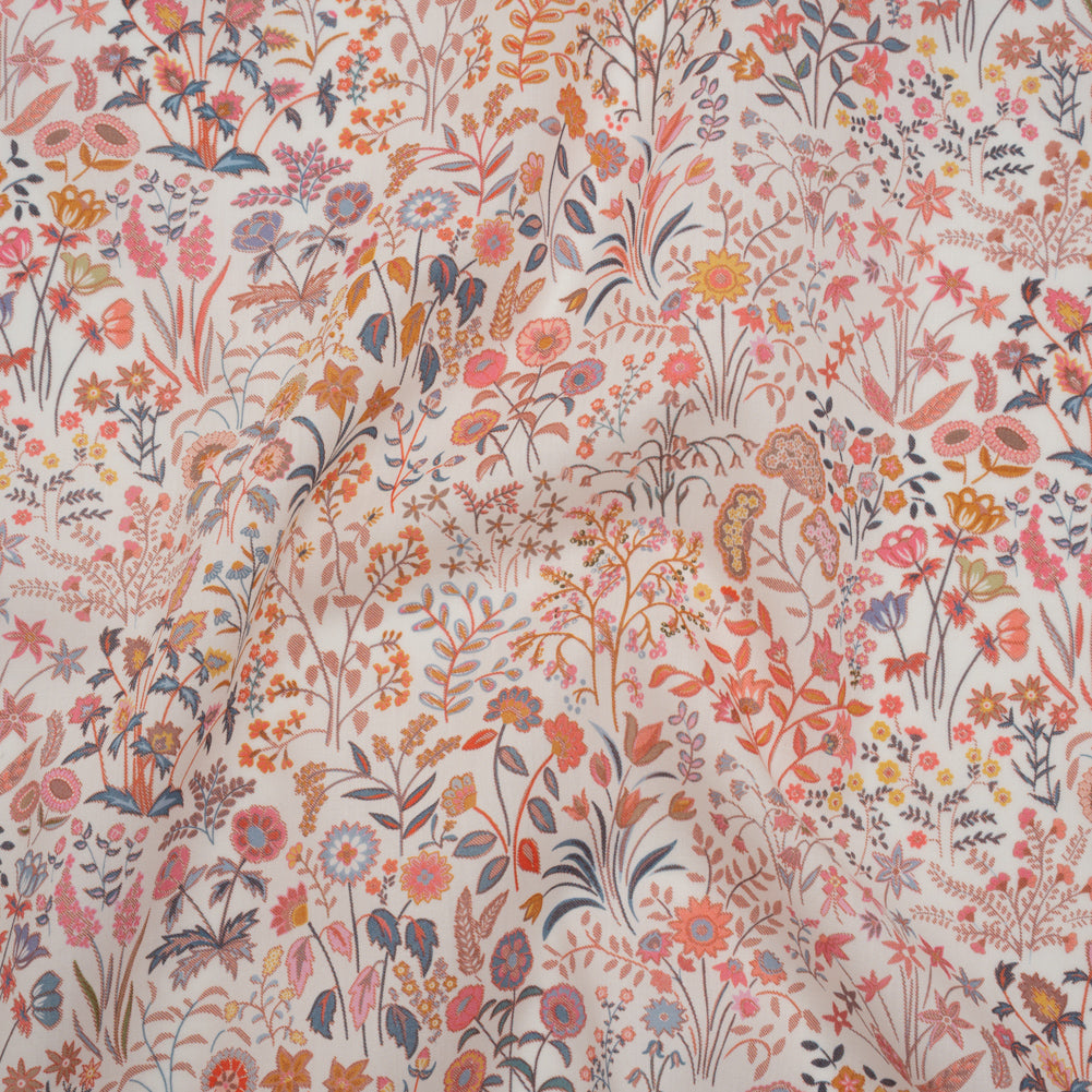 Liberty Fabrics Tana Lawn® - Shepherdly Song Pink - Pink, Peachy Orange and Blue-Gray Wildflowers - Joann Fabrics