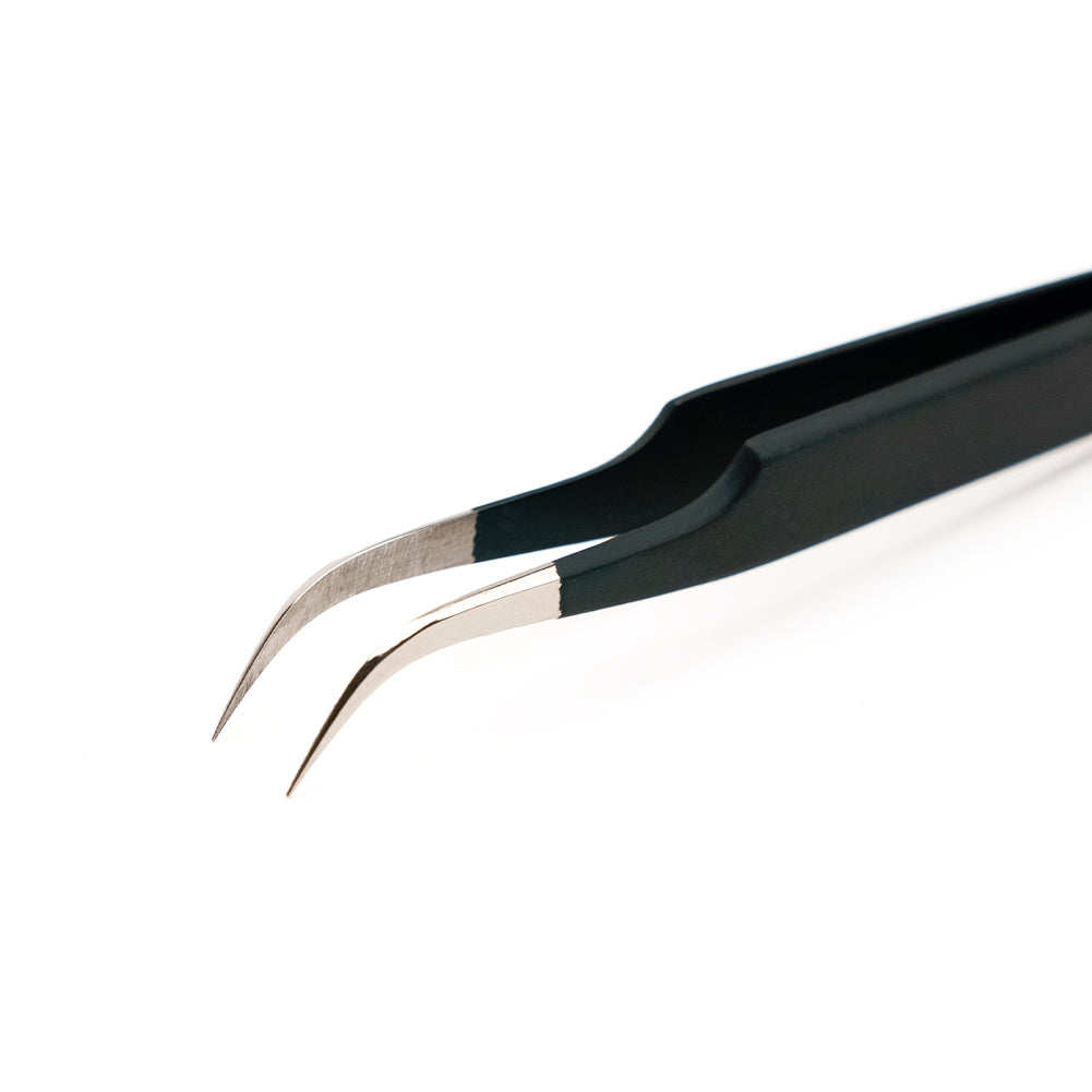 Mood Matte Black Curved Nose Tweezers - 4.75