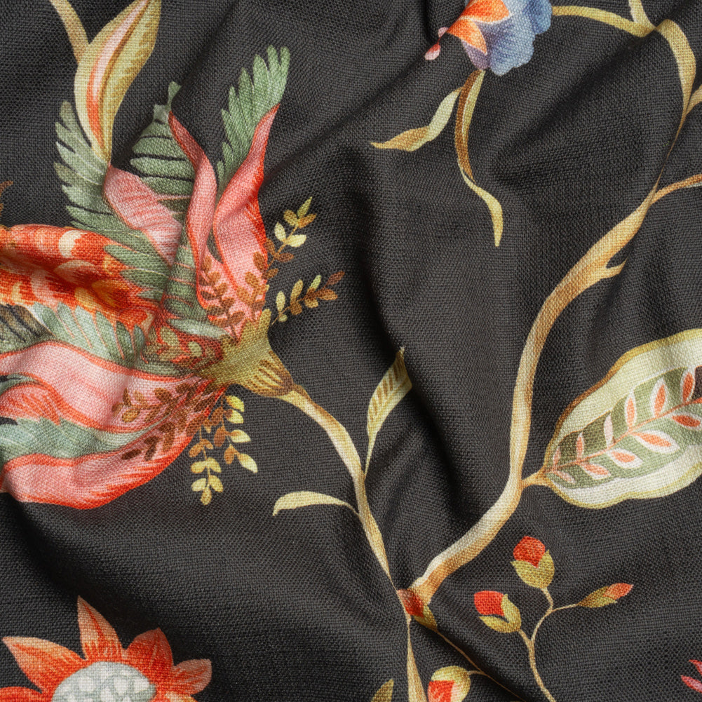 Shale, Red and Orange Floral Slubbed Cotton Woven - Joann Fabrics