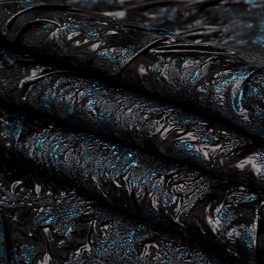Metallic Gibraltar Sea and Black Floral Luxury Double Layer Organza Brocade - Joann Fabrics