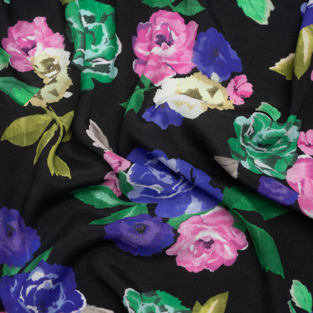 Viscose Crepe Print - Pink, Blue and Green Floral - Mood Exclusive Vicariously Vibrant - Joann Fabrics