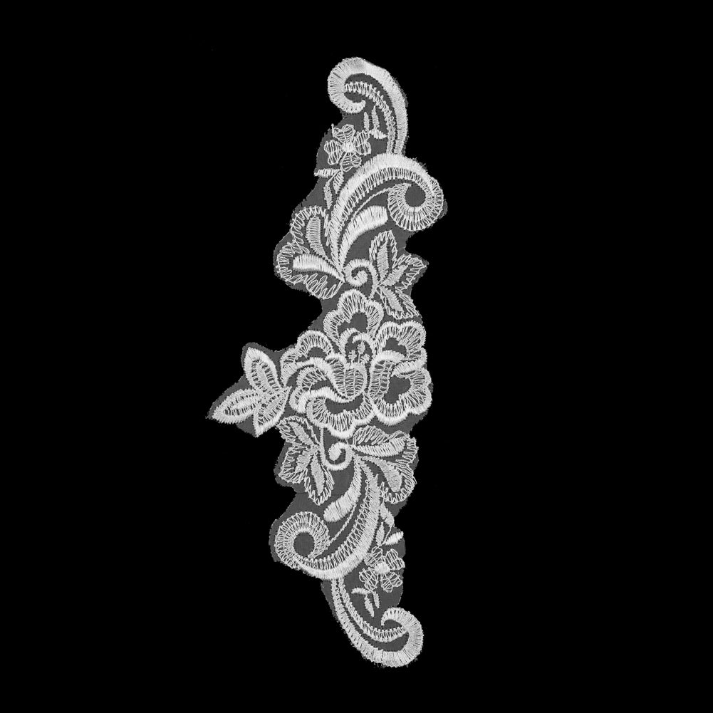 White Embroidered Left-Side Organza Applique - 10.25