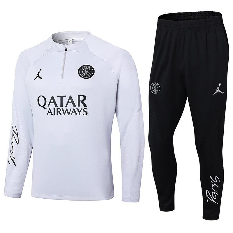 2023-2024 Psg Paris Saint-Germain Half-Pull Training Suit Light Gray Set