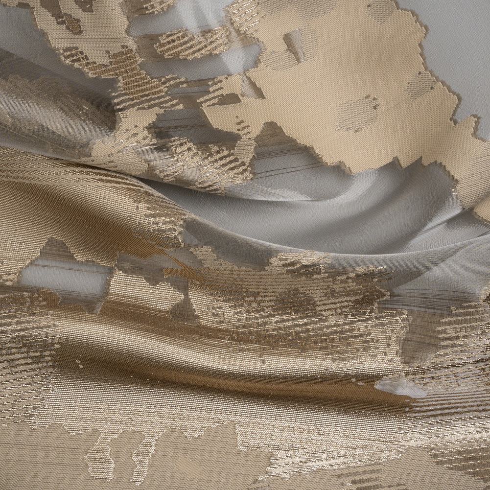 Beige and Black Metallic Abstract Luxury Burnout Brocade - Joann Fabrics