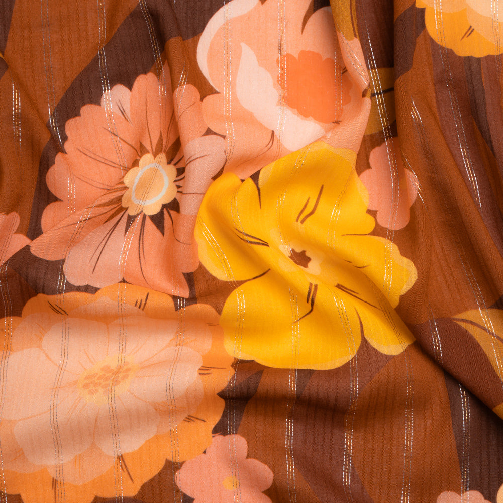 Mood Exclusive Brown Park Bench Metallic Pinstriped Viscose Dobby - Joann Fabrics