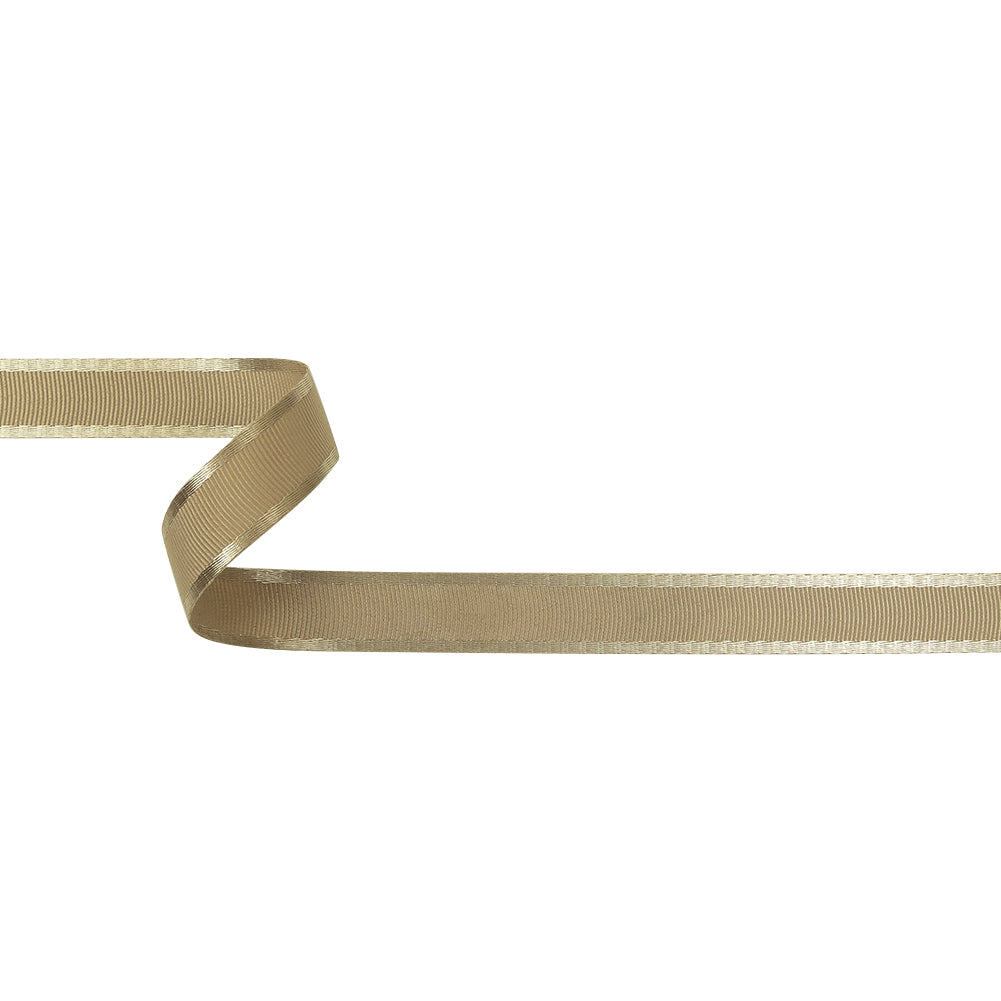 Beige Satin-Edged Grosgrain Ribbon - 0.625