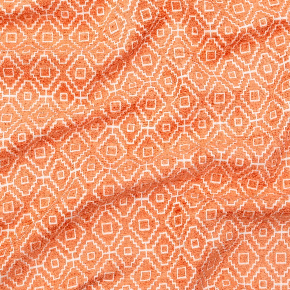Chenille Jacquard - Nectarine Diamond Geometric - British Imported - Joann Fabrics