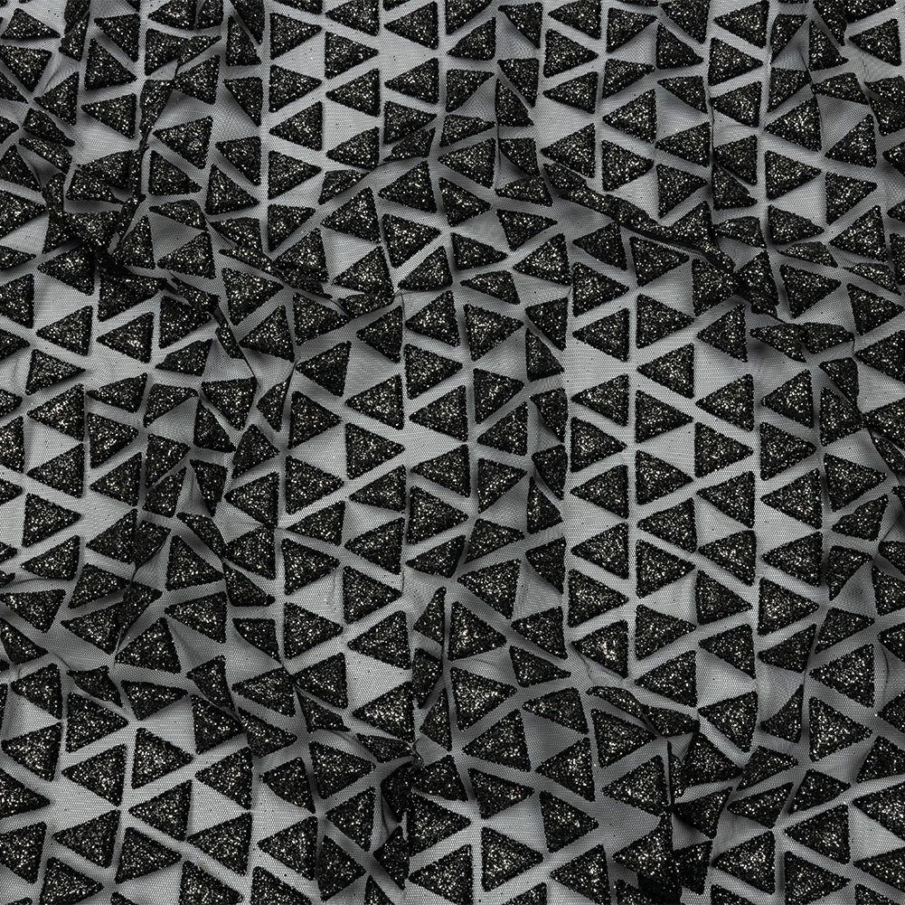 3D Puffy Glitter Tulle - Black Triangle Rows - Joann Fabrics