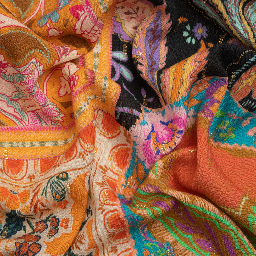 Mood Exclusive Queen of Tangerine Metallic Dotted Crinkled Viscose Crepe - Joann Fabrics