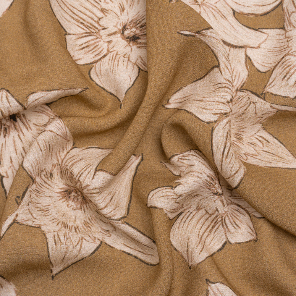 Viscose Crepe Print - Brown and Beige Floral - Mood Exclusive Dear Darling - Joann Fabrics