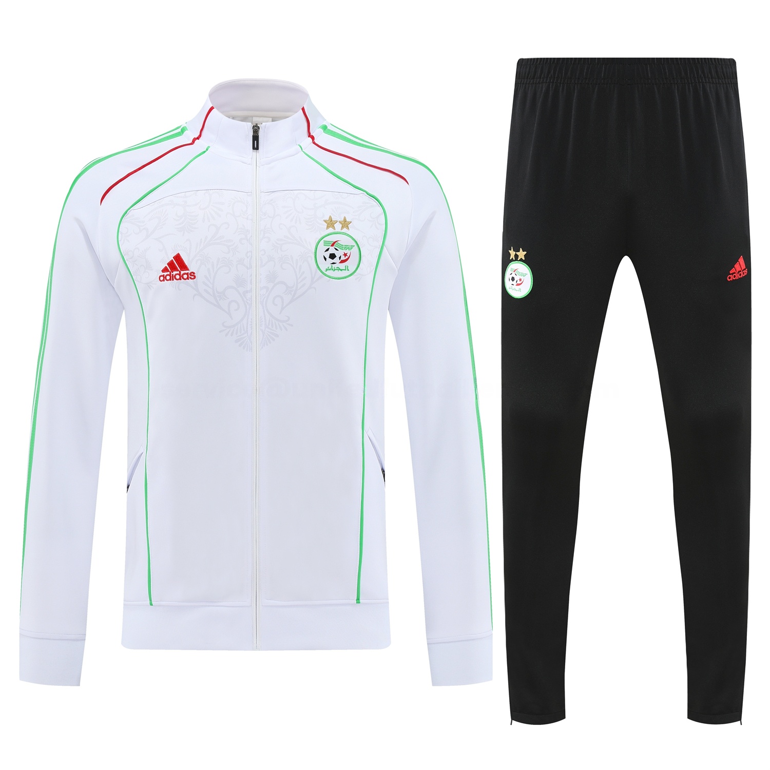 Algeria 2026 Long Sleeve Training Set - White Top and Black Pants - UnitedFutballJersey