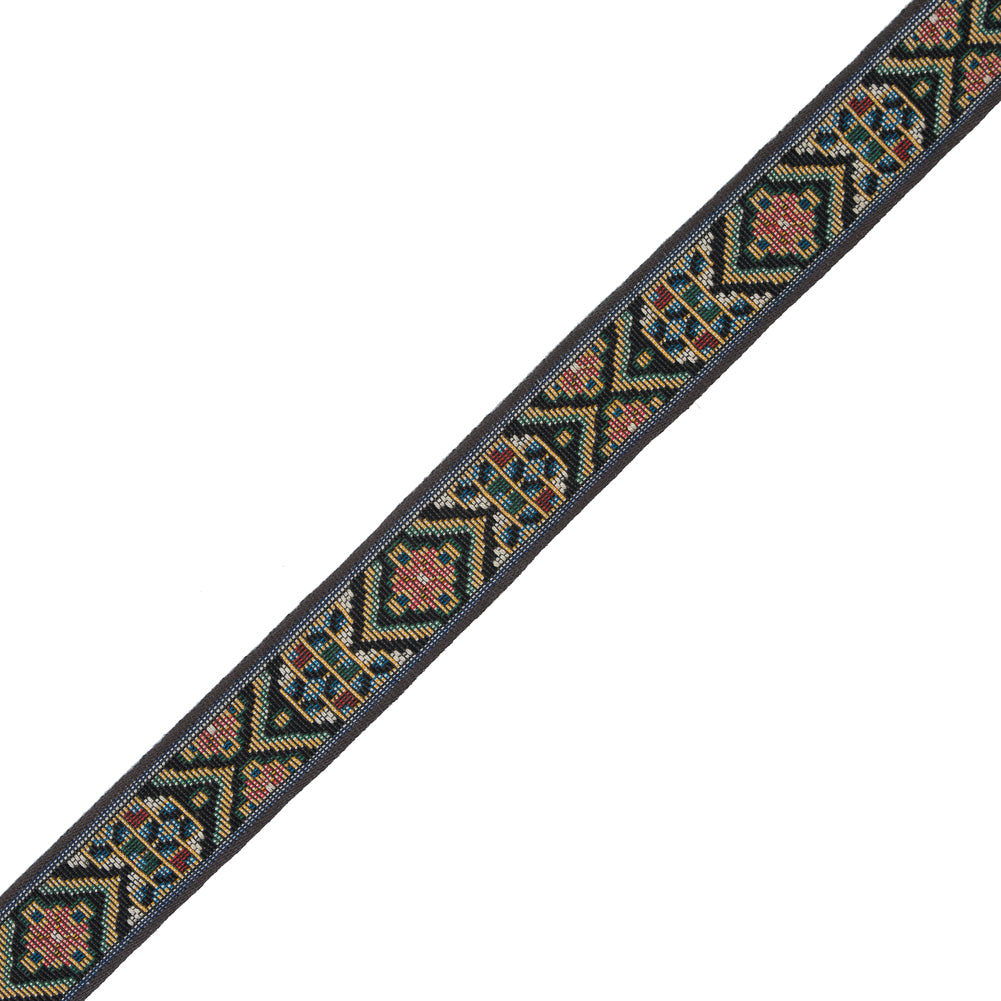 Brown and Yellow Tribal Jacquard Ribbon - 1.125