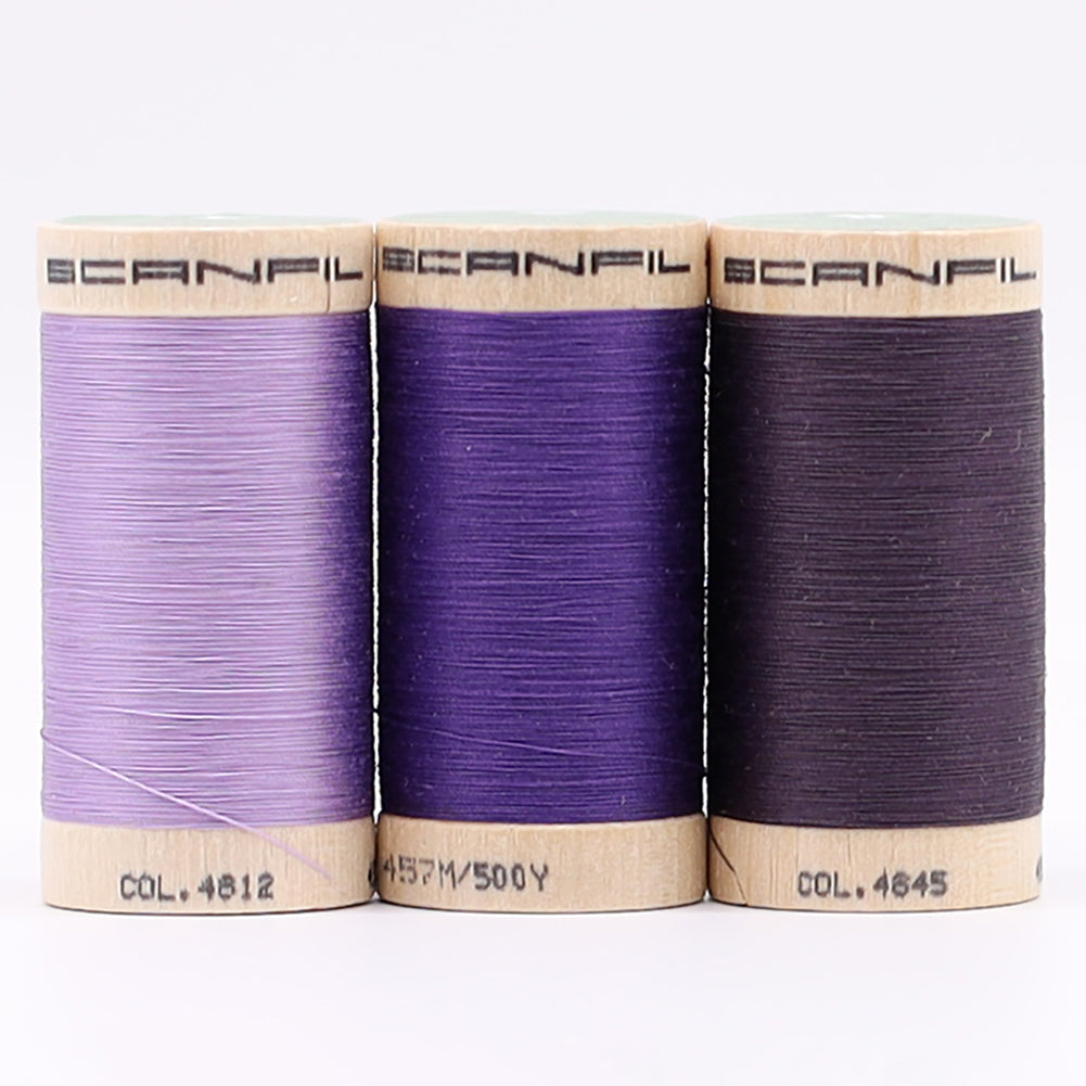 SCANFIL® 50wt Organic Pima Cotton Thread Trio Set - 3ct 500yd Spools - Cool Purples - Joann Fabrics