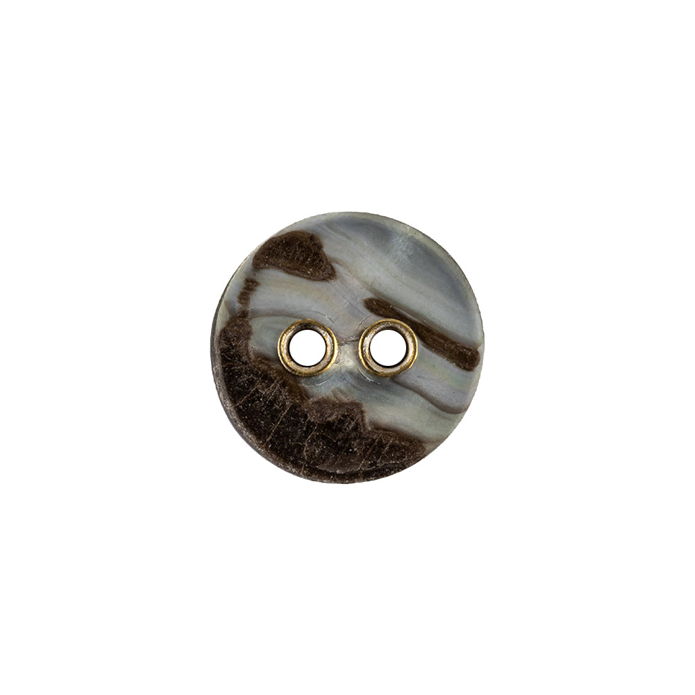 Imported Gray Mother of Pearl and Metal 2-Hole Laser Cut Shell Button - 24L/15mm - Joann Fabrics
