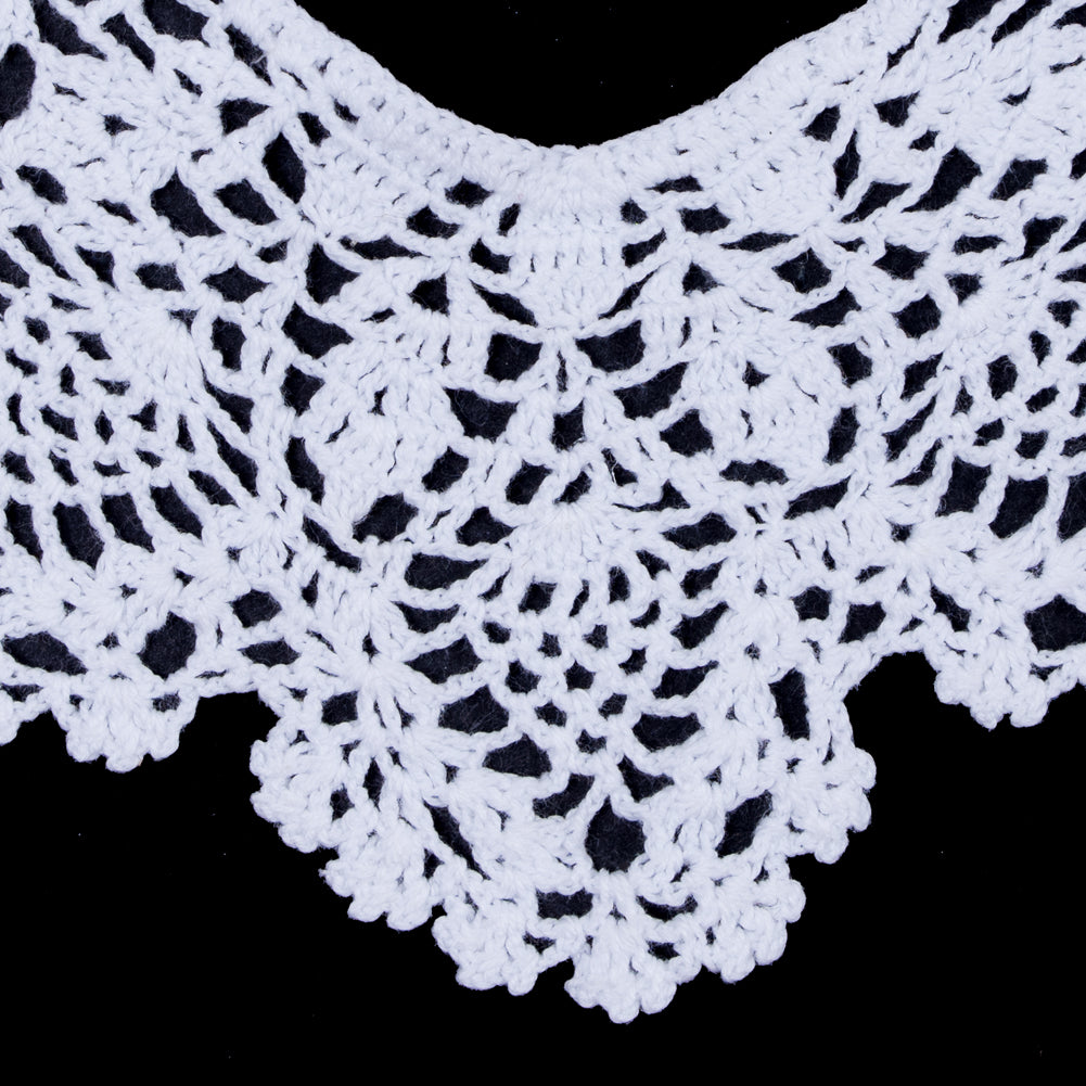 White Cotton Crochet Neck Applique - 8