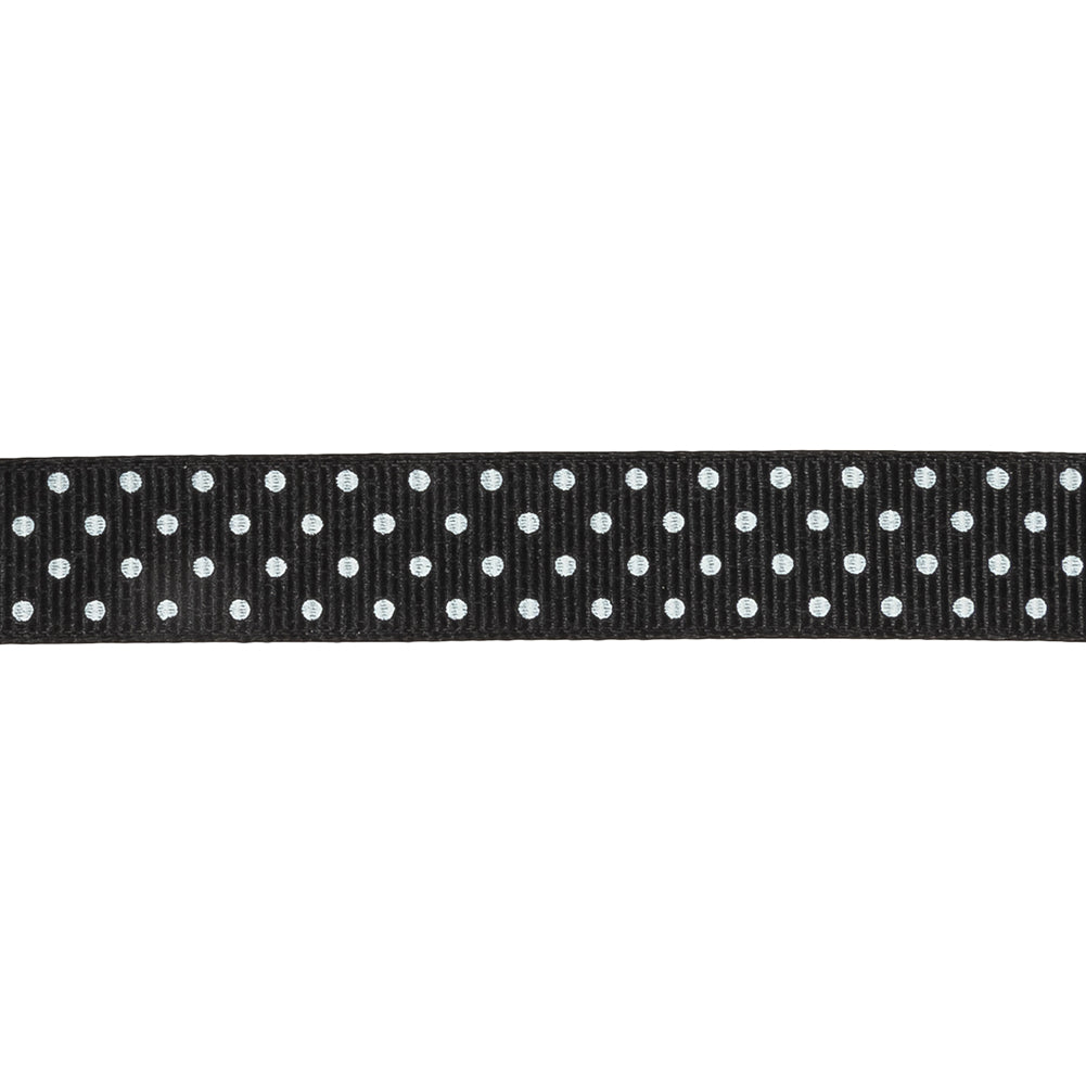 Phantom and White Polka Dots Grosgrain Ribbon - 0.625
