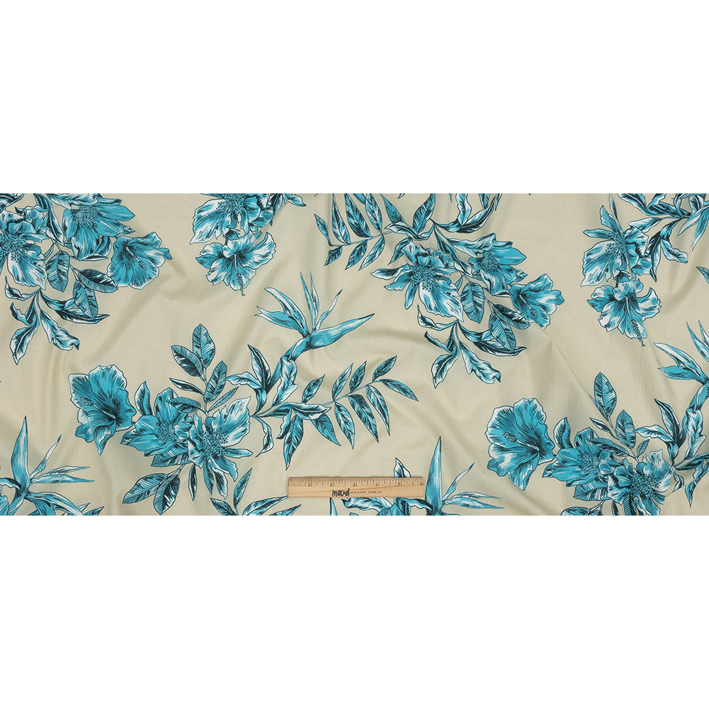 Cotton Poplin Print - Aqua Floral - Mood Exclusive Seaside Serenity - Joann Fabrics
