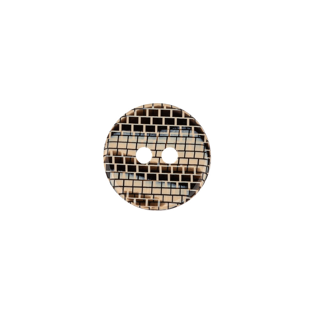 Italian Frosted Almond, Gray and Brown Brick Patterned 2-Hole Smooth Top Plastic Button - 20L/12.5mm - Joann Fabrics