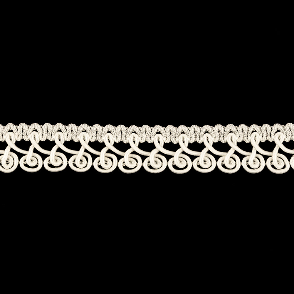 White Spirals Braided Trim - 0.5