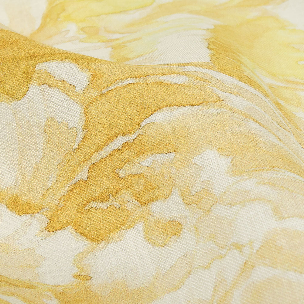 Yellow, Green and White Watercolor Roses Medium Weight Linen Woven - Joann Fabrics