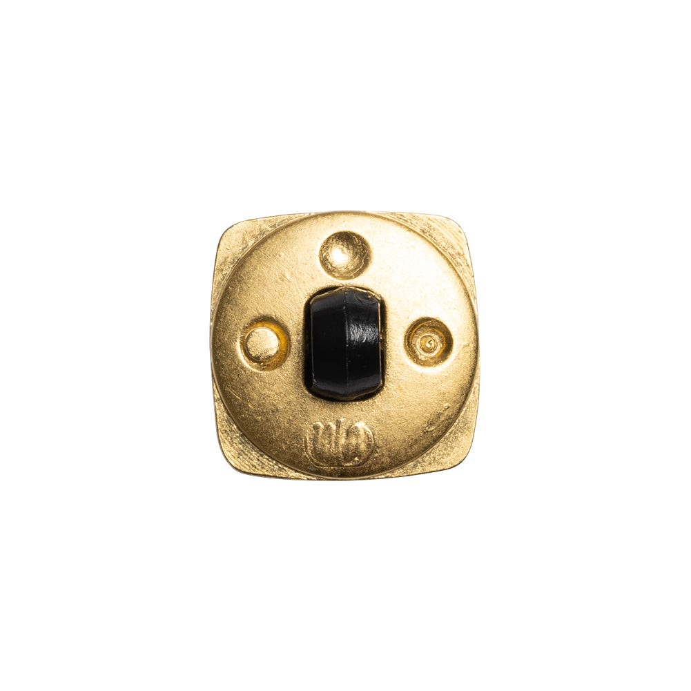 Square Plastic Shank Back Button - Black and Metallic Gold Faux Stone - 24L/15mm - Joann Fabrics