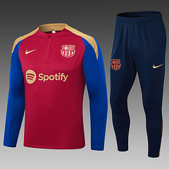 2024/2025 Barcelona Half-Pull Training Suit Red Blue Jersey Set