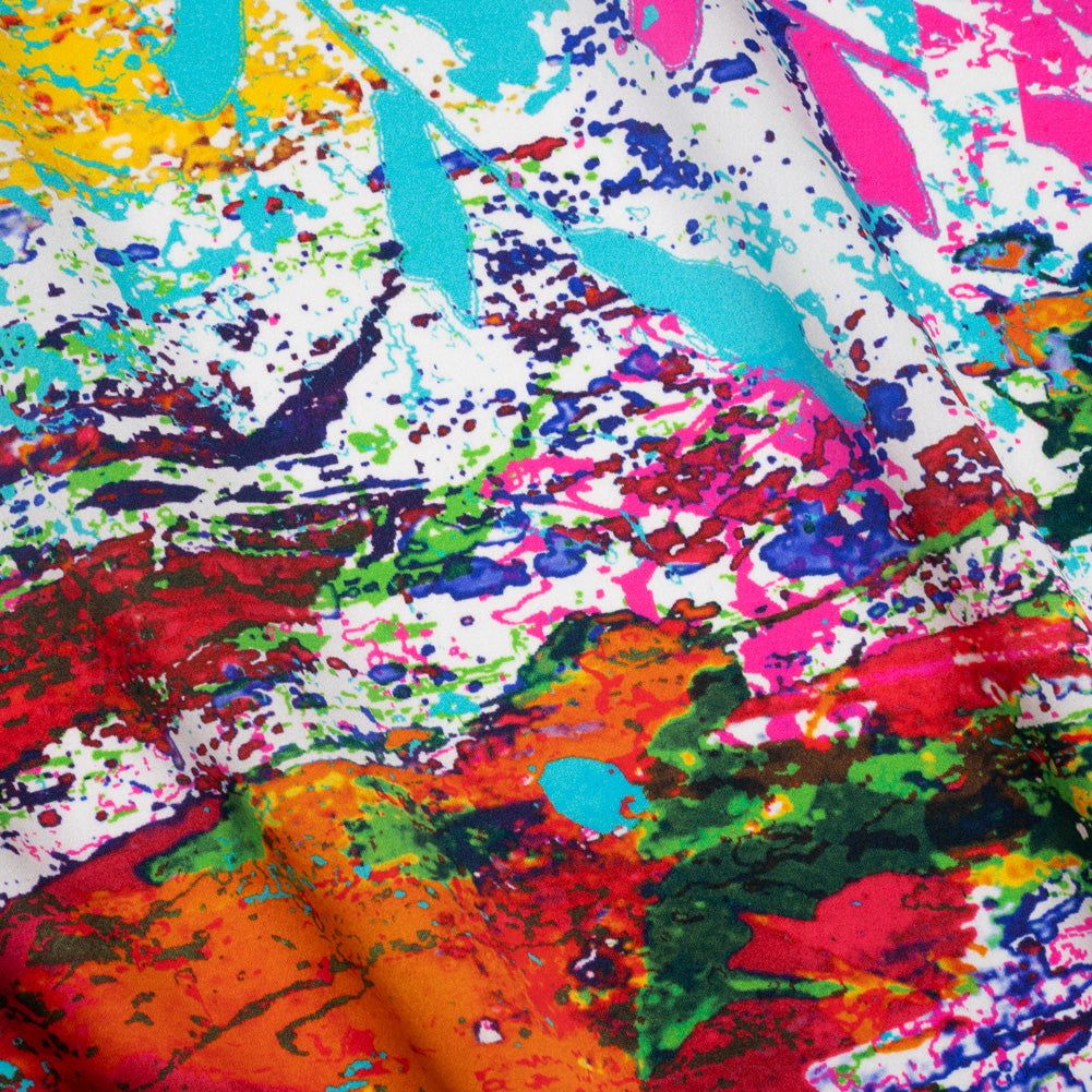 Silk Charmeuse Print - White, Red and Green Abstract Paint Splatters - Joann Fabrics