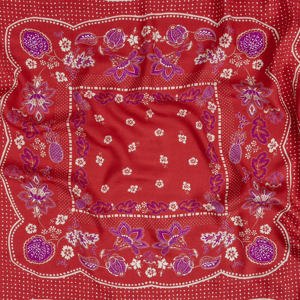 Polka Dotted Viscose Jacquard Panel - Hot Coral Jacobean Floral Medallion - Mood Exclusive Inverted Perceptions - Joann Fabrics
