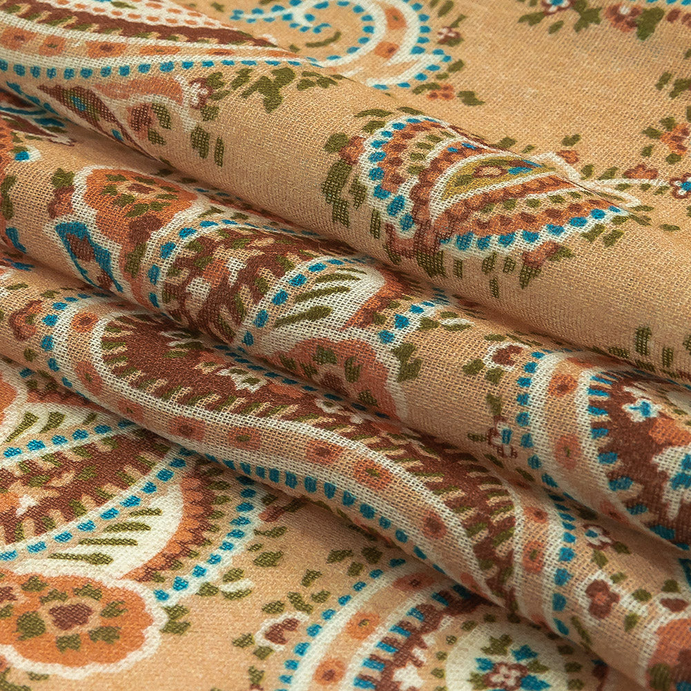 Mood Exclusive Toasted Almond Peacock Revolution Cotton Gauze - Joann Fabrics