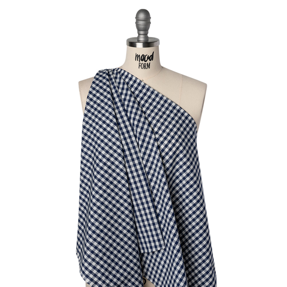 Cotton Gingham Shirting - Dark Teal Blue and White Checks - Deadstock - Joann Fabrics