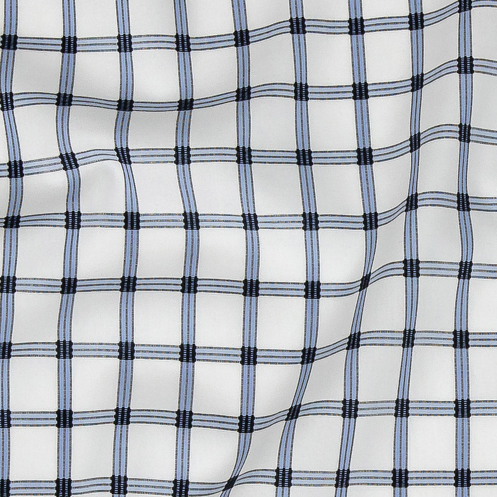Premium Blue, Black and White Checkered Dobby Cotton Shirting - Joann Fabrics