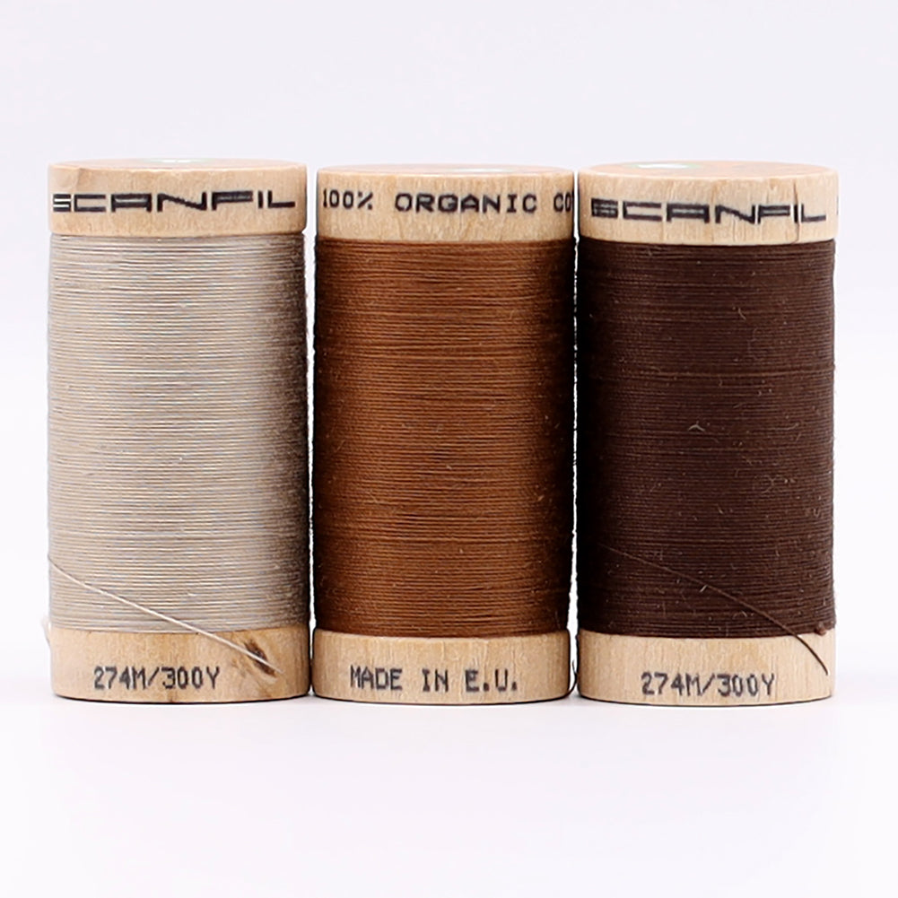 SCANFIL® 30wt Organic Pima Cotton Thread Trio Set - 3ct 300yd Spools - Earthy Browns - Joann Fabrics