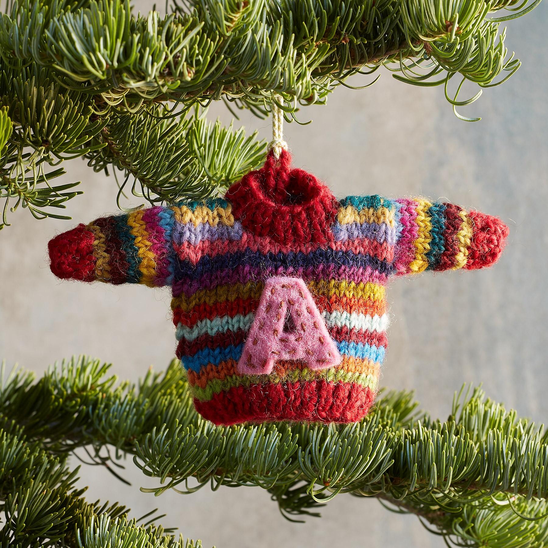 Striped Initial Sweater Ornament - Blair Catalog