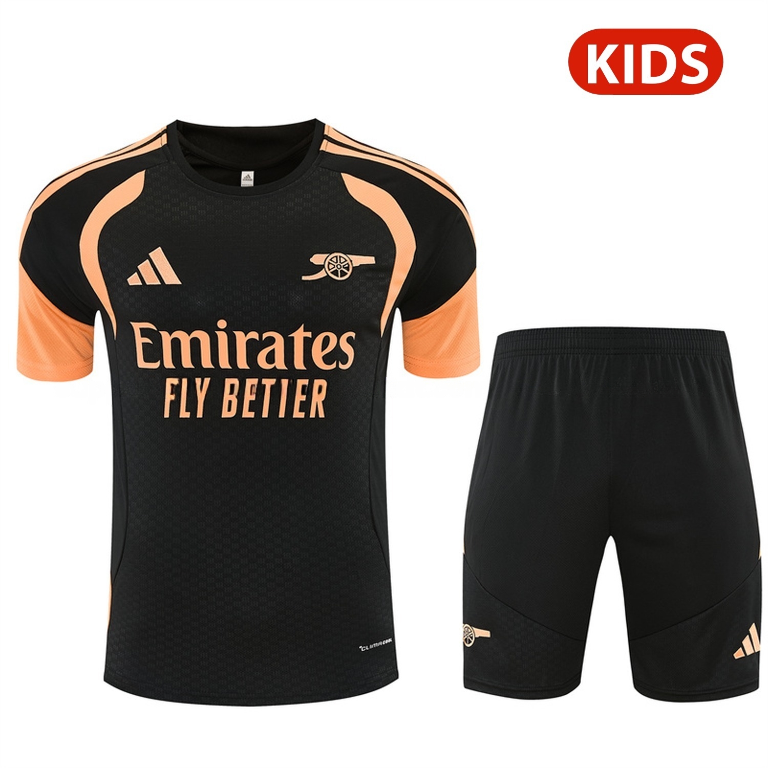 Arsenal 26-27 Kids Short-Sleeve Training Set - Black Top & Black Shorts - UnitedFutballJersey