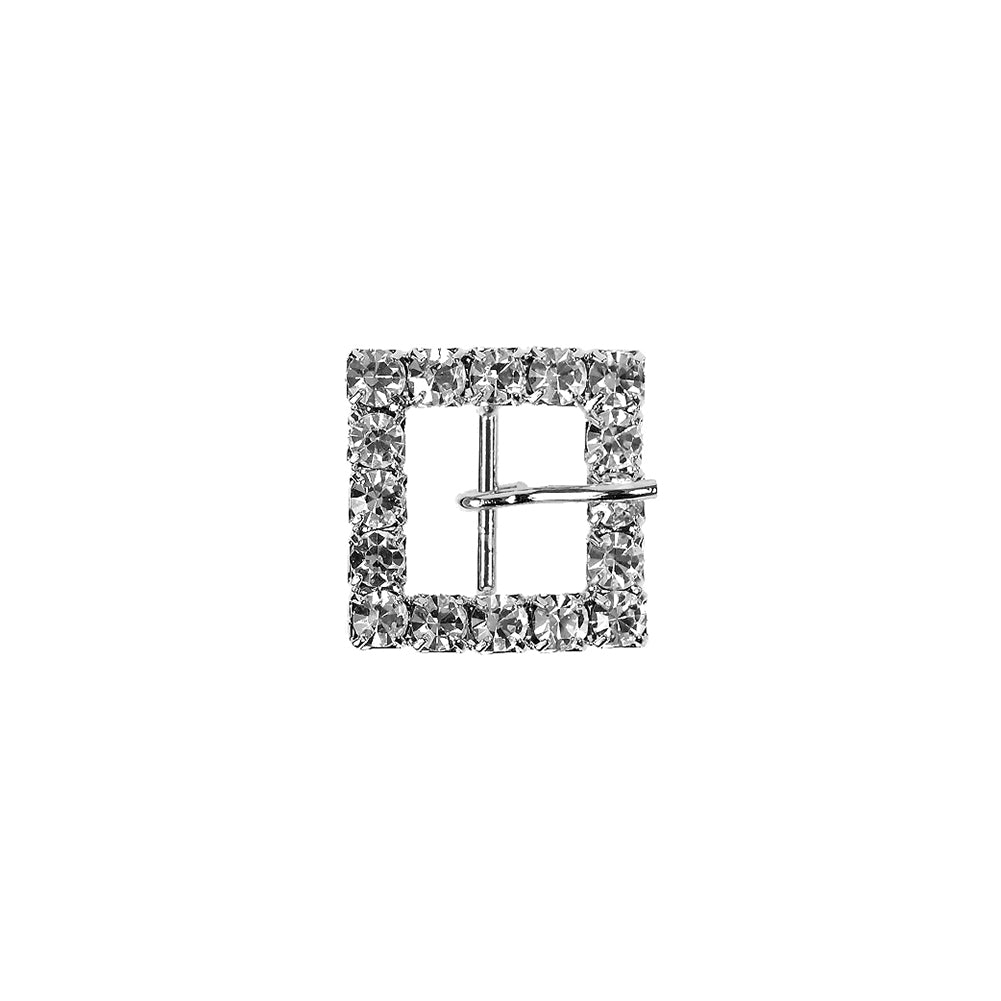 Swarovski Crystal and Silver Square Rhinestone Buckle - 0.625