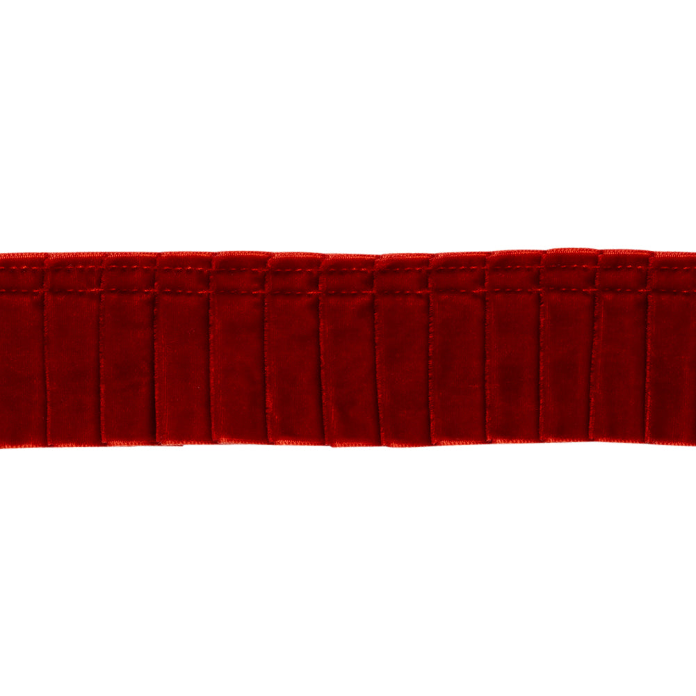 Yaya Han Pleated Velveteen Ribbon Trim - Red, 1.5