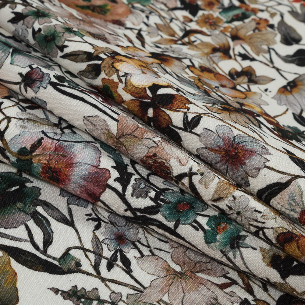 Stretch Polyester Crepe - Ivory Floral - Passing of Adonis Print - Mood Exclusive Gaia Collection - Joann Fabrics