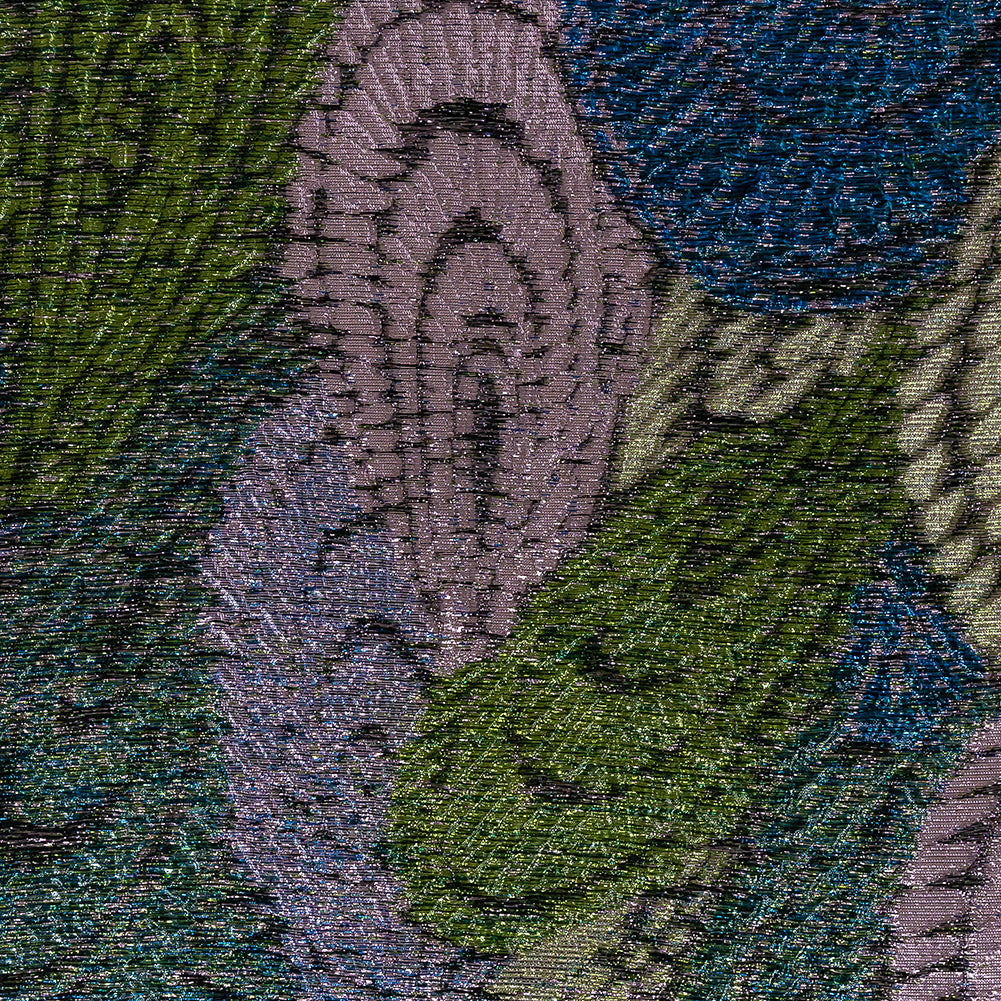 Metallic Diode Blue, Tortuga Bay and Dynasty Pink Peacock Feather Luxury Brocade - Joann Fabrics