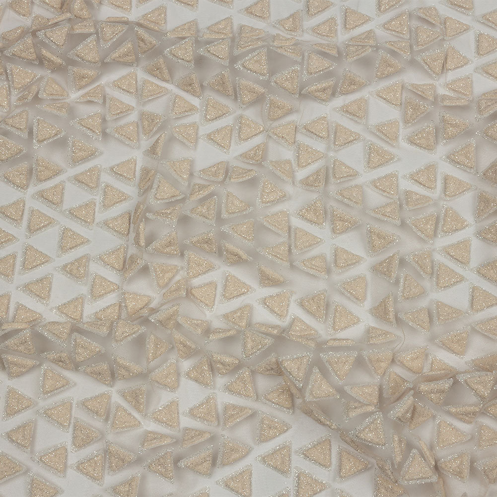 3D Puffy Glitter Tulle - Pale Pink Triangle Rows - Joann Fabrics