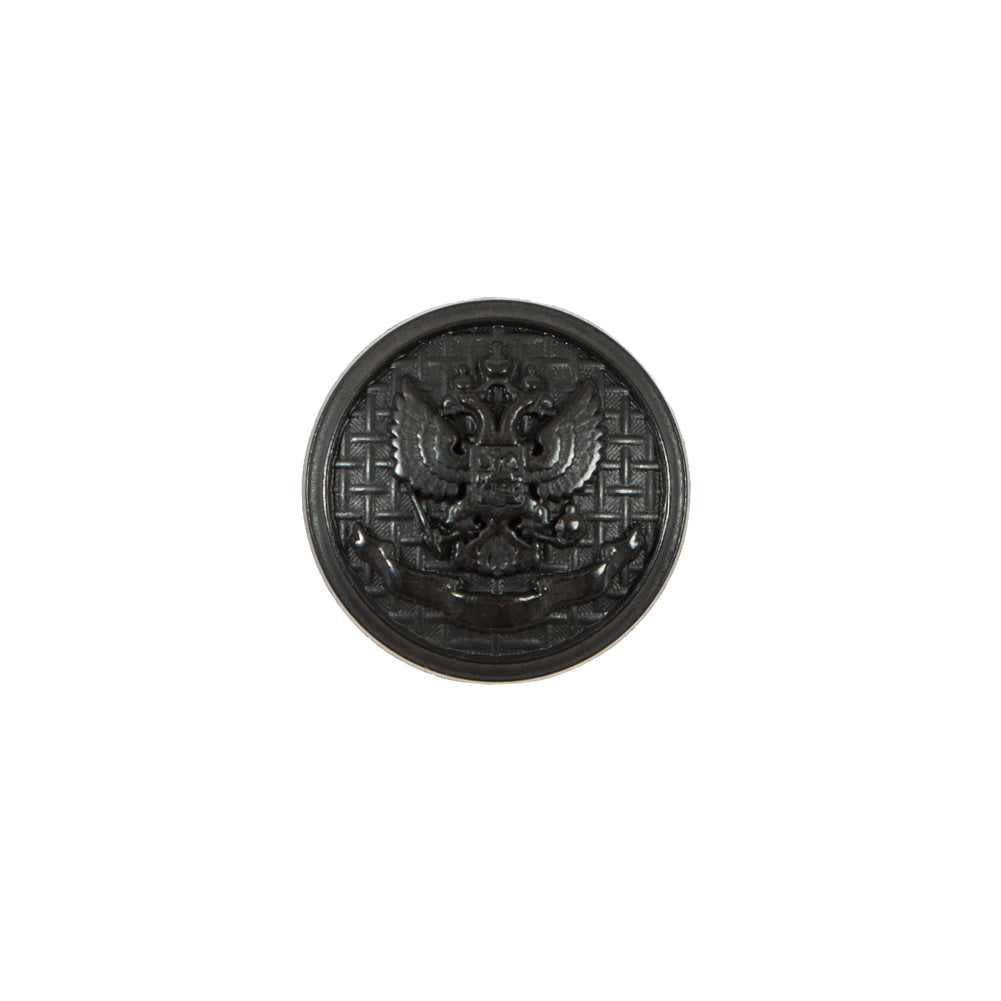 Italian Black Button with Double-Headed Eagle Emblem - 24L/15mm - Joann Fabrics