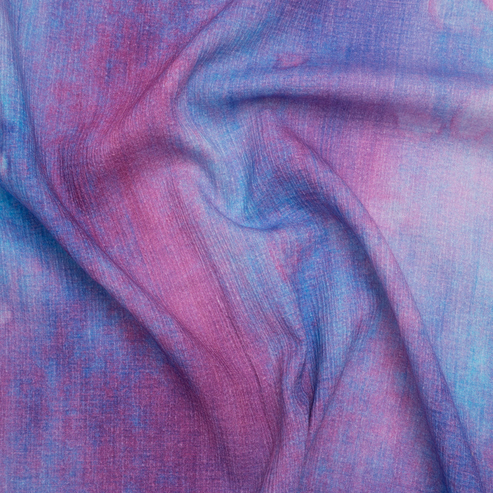 Slubbed Gauzy Cotton Woven - Pink, Ultramarine Blue and Purple Spotted Tie Dye - Mood Exclusive Dewdrop Ditsy Print - Joann Fabrics