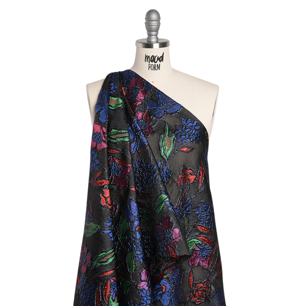 Metallic Burnout Brocade - Black, Red and Blue Festive Florals - Joann Fabrics