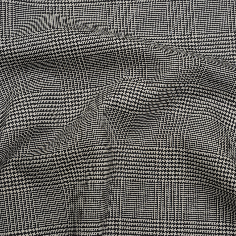 Stretch Wool Twill Suiting Made in Italy - Black and White Glen Plaid - Joann Fabrics