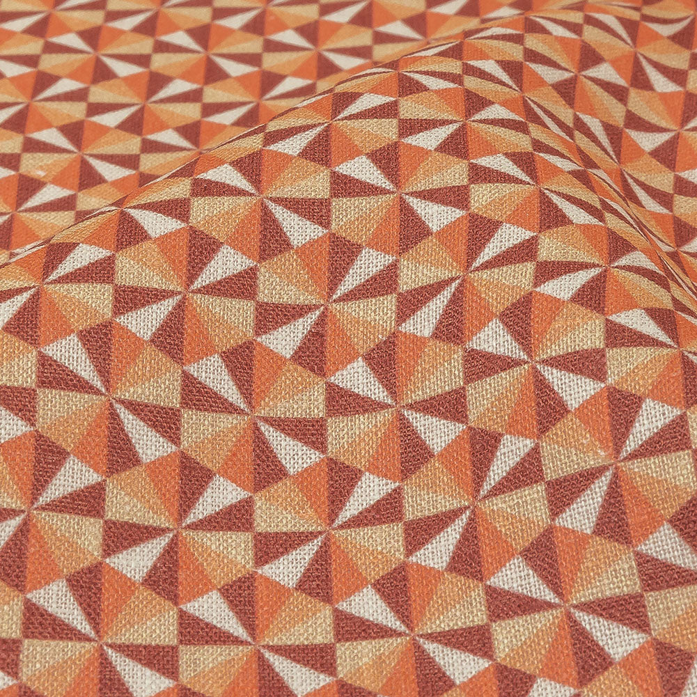 Orange, Pink and Dark Red Hexagon Pinwheels Medium Weight Linen Woven - Joann Fabrics