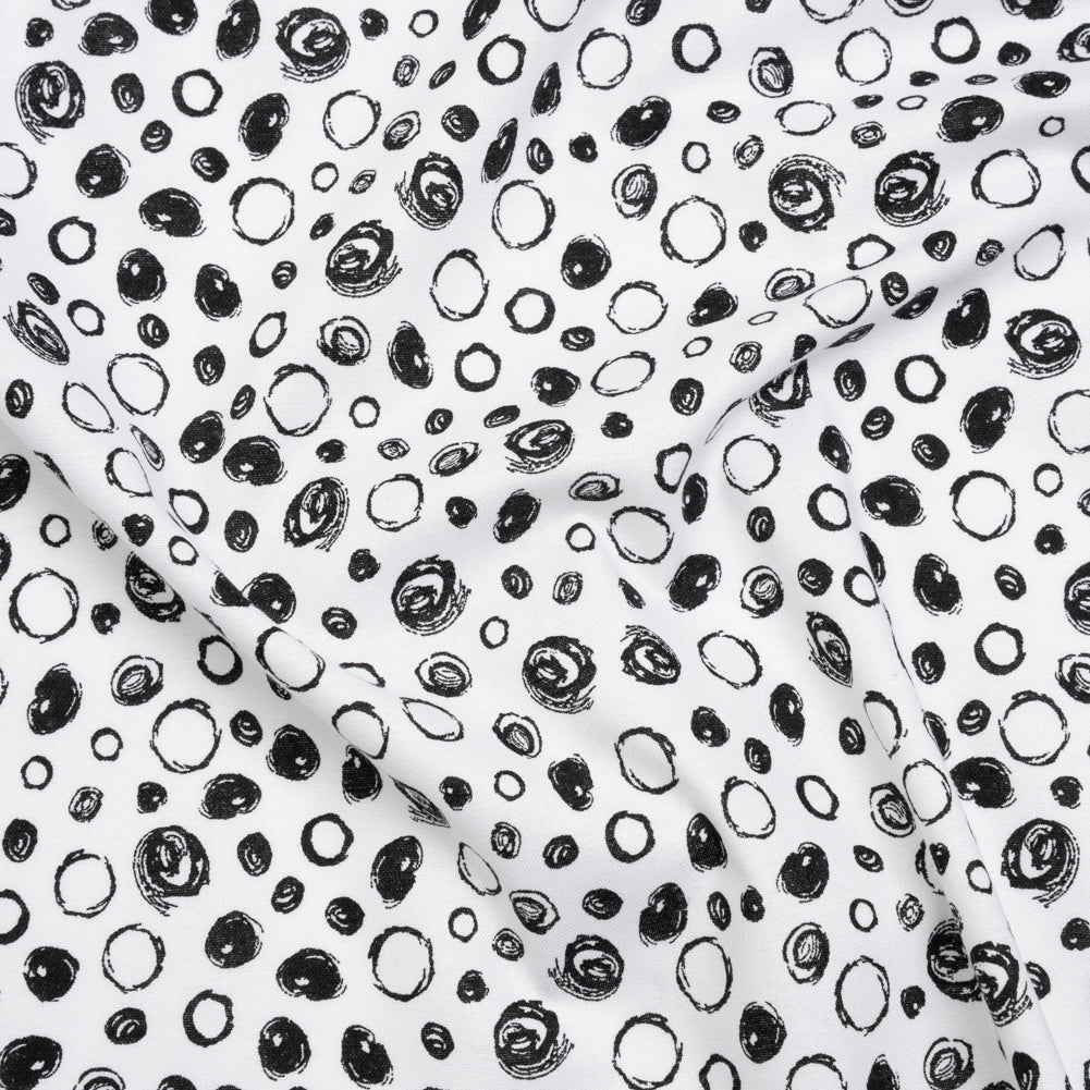 Printed Quilting Cotton by Patrick Lose for Northcott - Black on White Scribble Spots - Basically Black & White Collection - Joann Fabrics