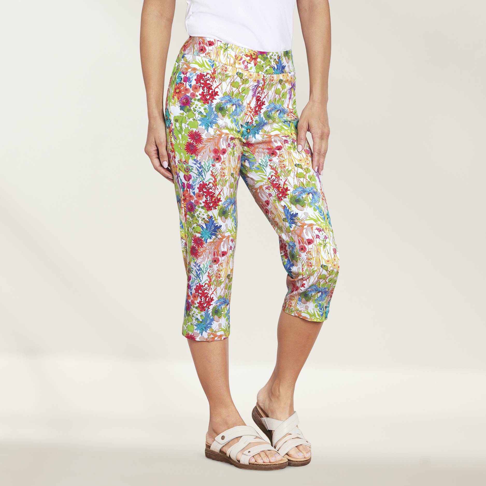 Print Slim-Sation® for NorthStyle Garden Capris, Tummy Control, Back Pockets - Northstyle Catalog
