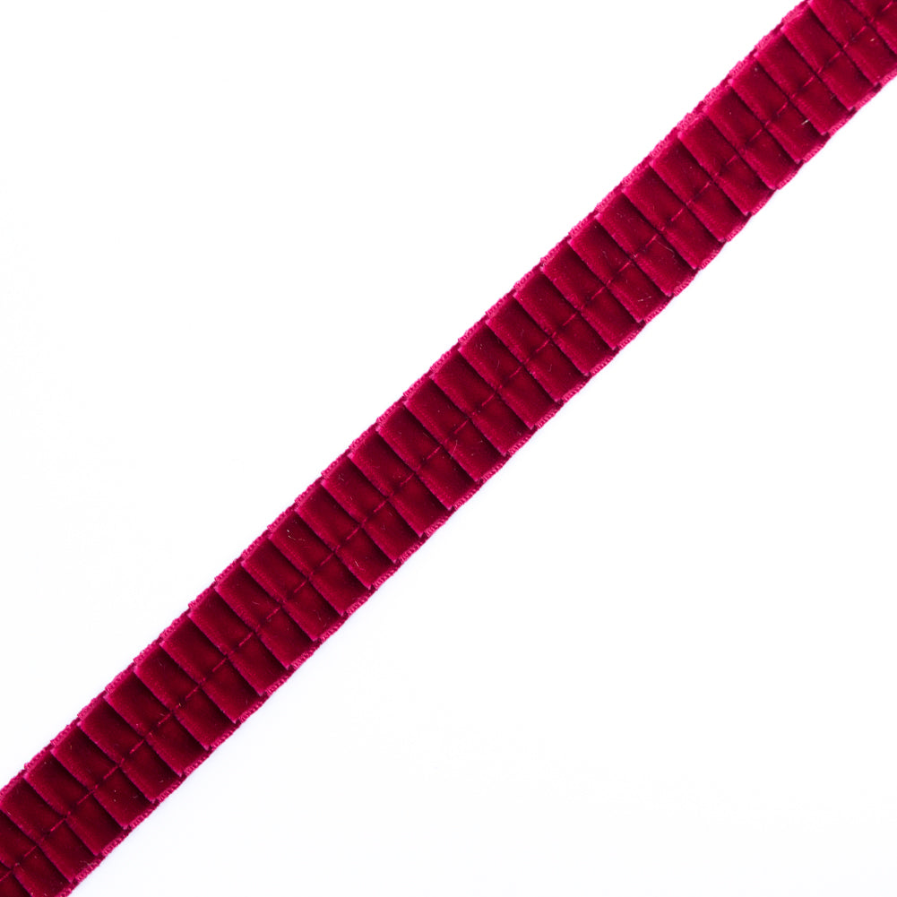 Italian Wine Velvet Knife Pleated Trimming - 0.875